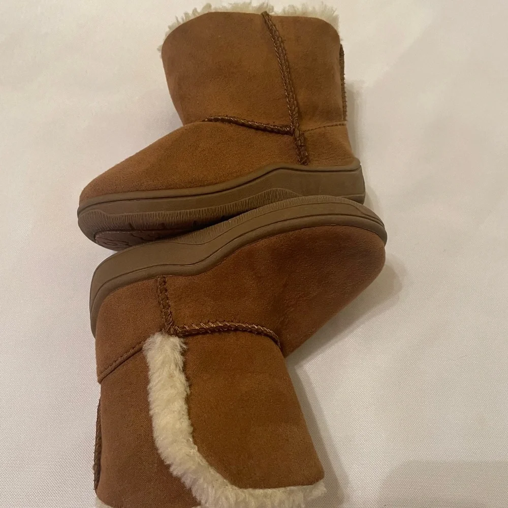 Set of Kids Brown Boots, Pink‎ Bunny Shoes, & Silver Slippers, Size 3